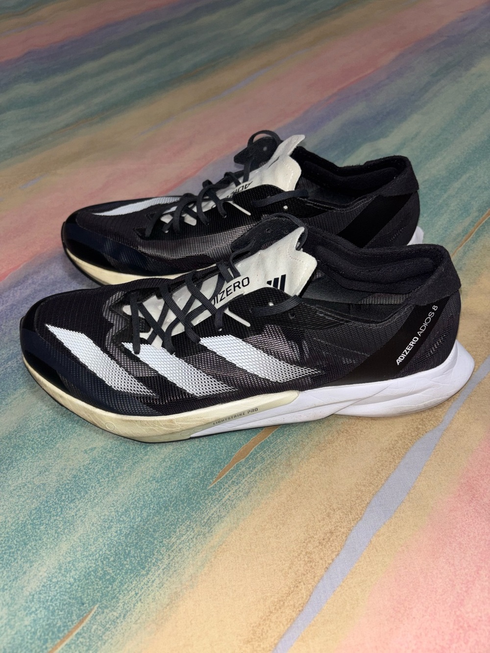 Adidas Adizero Adios 8 Low Running Shoes - Black/White - ID6902 - Men’s Size 11